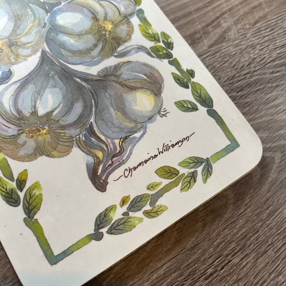 Vintage Garlic Cutting Board Charmaine Williamson Britain Art Kitchen Decor - Picture 2 of 6